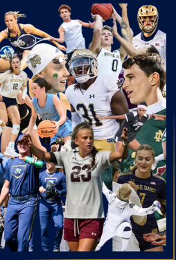 Here's an alt tag for the image: Notre Dame student athletes collage. at golden minds